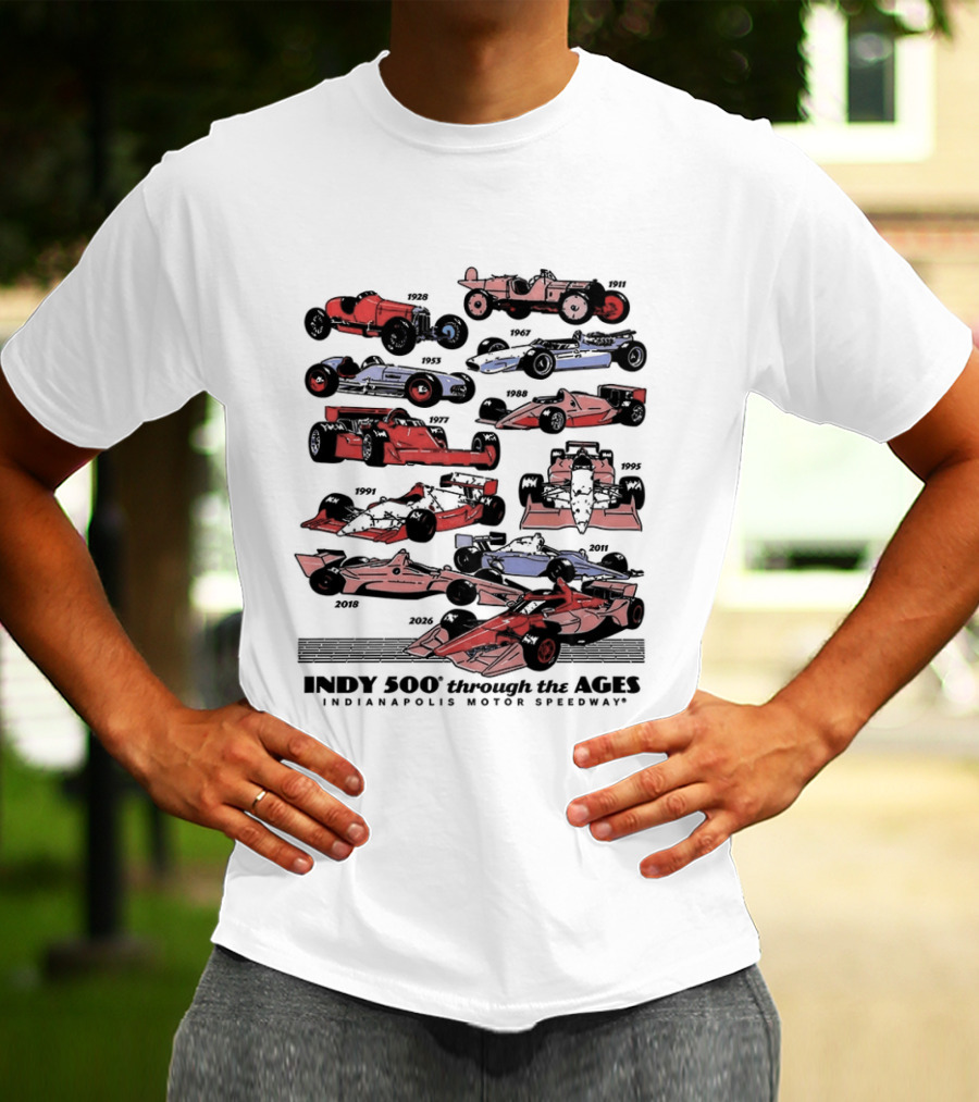 Indy 500 Through The Ages 2026 Racing Cars Evolution T-Shirt