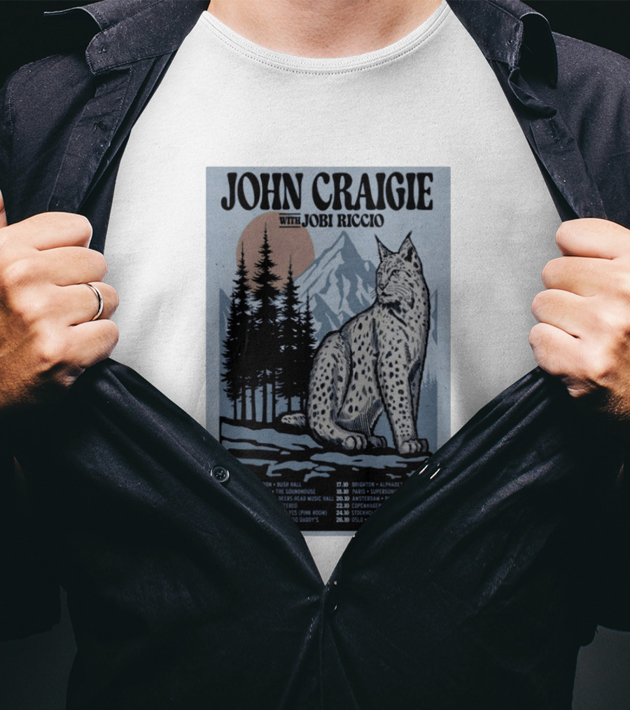 John Craigie With Jobi Riccio Tour 2026 Europe Concert Dates Lynx Mountain Forest T-Shirt