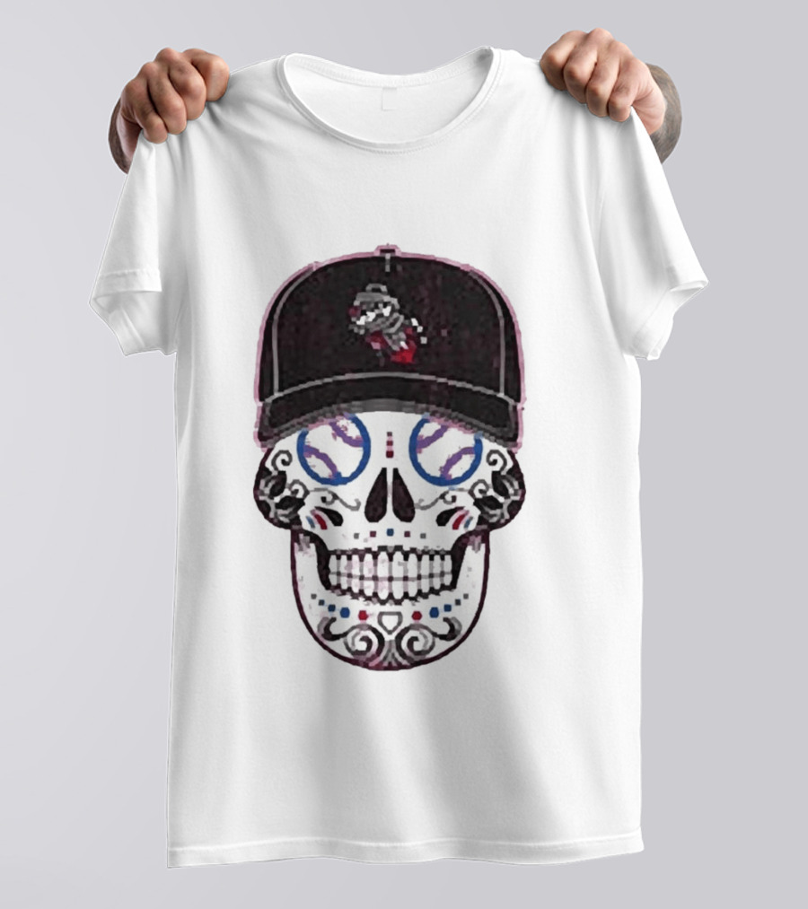 Rocket City Trash Pandas Sugar Skull Hat Baseball T-Shirt