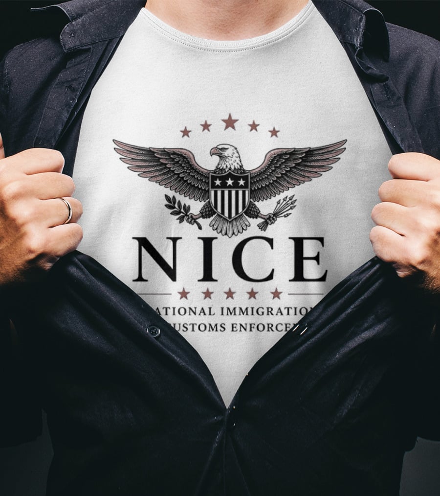 NICE National Immigration And Customs Enforcement Patriotic Eagle T-Shirt