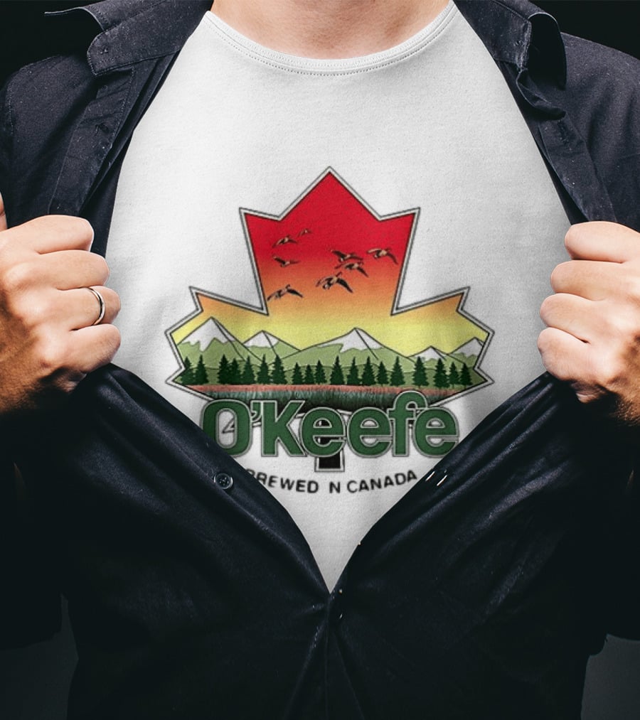 O'Keefe Brewed In Canada Maple Leaf Mountains And Geese T-Shirt