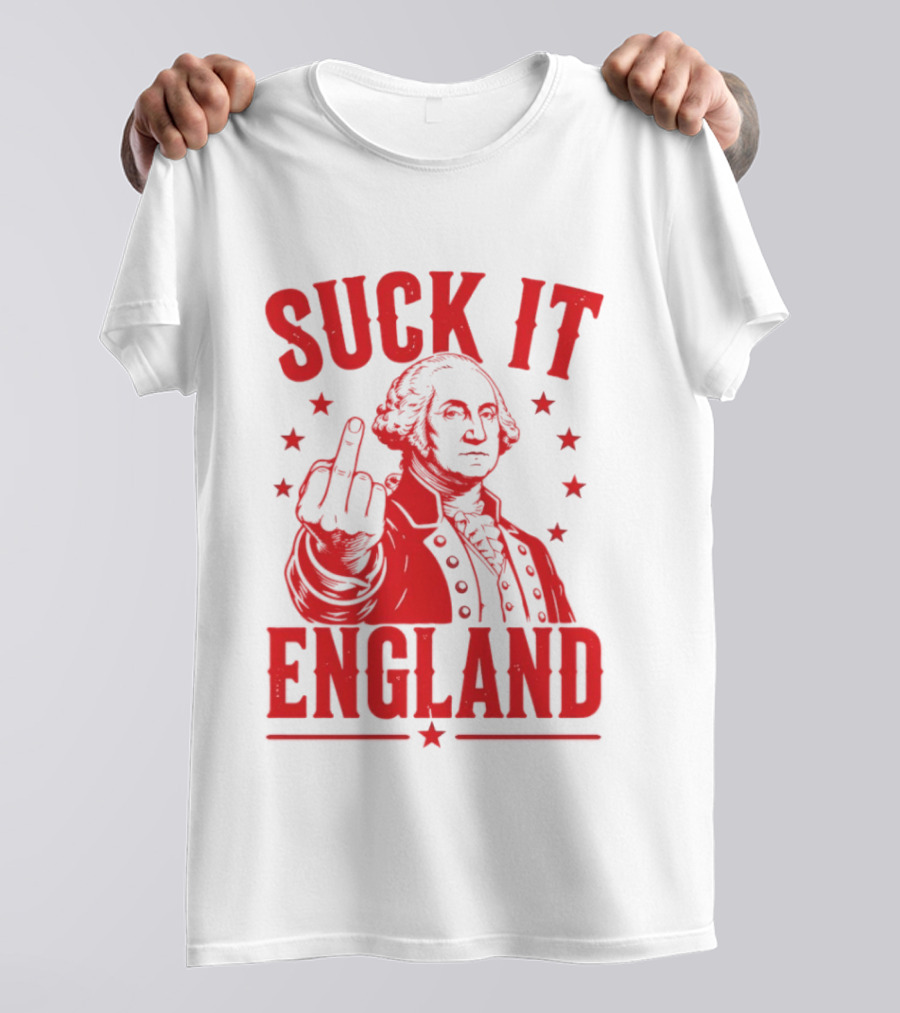 Suck It England George Washington Middle Finger Gesture T-Shirt