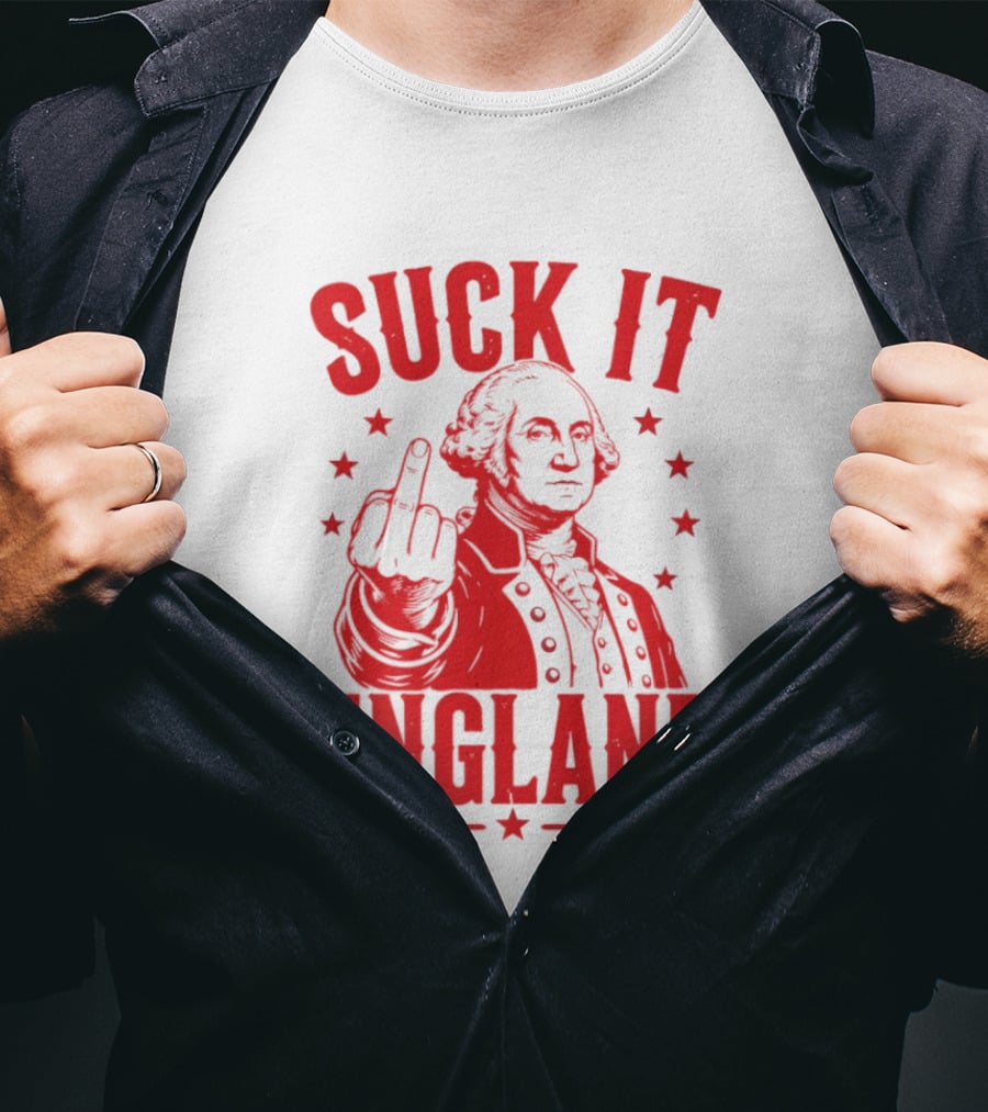 Suck It England George Washington Middle Finger Gesture T-Shirt