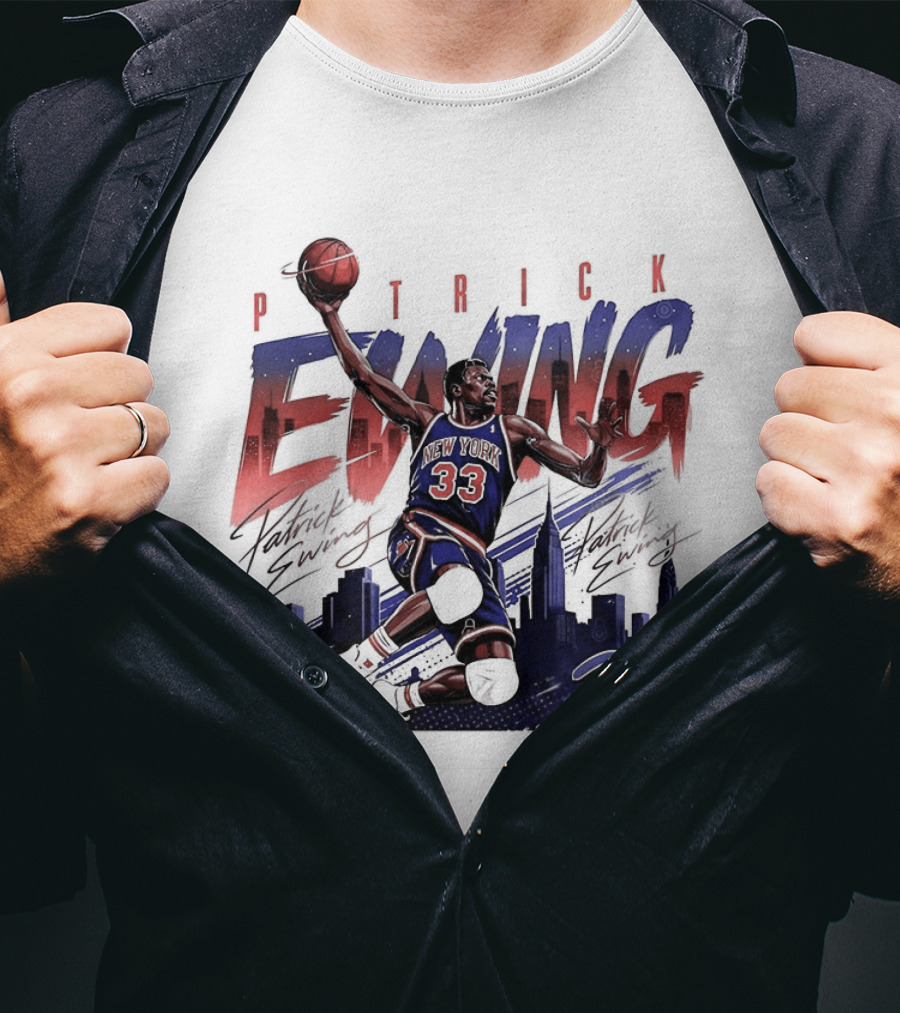 Patrick Ewing New York Knicks Skyline 33 T-Shirt