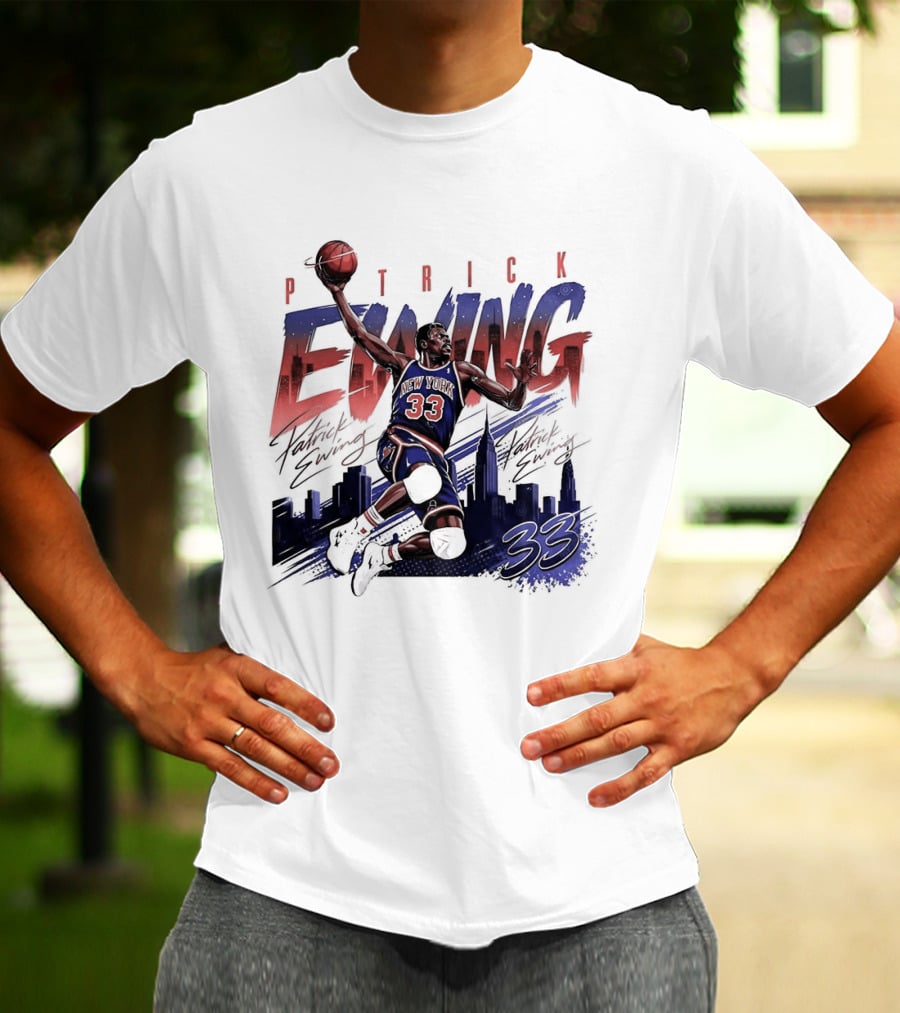 Patrick Ewing New York Knicks Skyline 33 T-Shirt