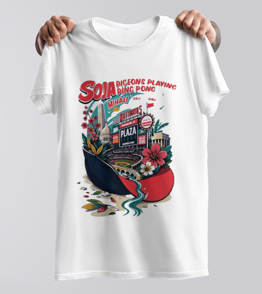 SOJA Pigeons Playing Ping Pong Mihali Nationals Park Plaza Stage DC August 1 2026 T-Shirt