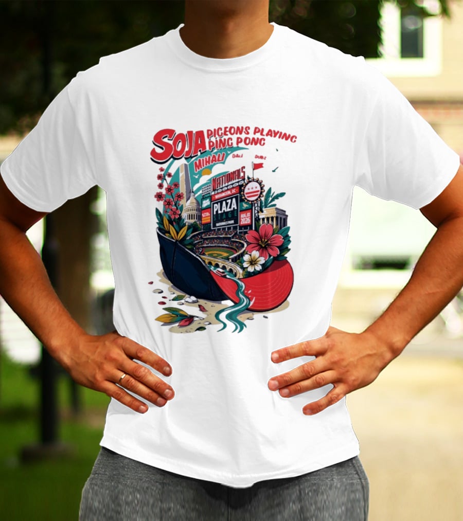 SOJA Pigeons Playing Ping Pong Mihali Nationals Park Plaza Stage DC August 1 2026 T-Shirt