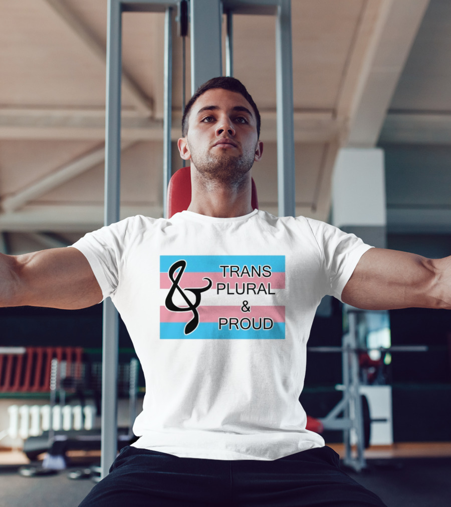 Trans Plural And Proud Treble Clef Pink Blue Flag T-Shirt