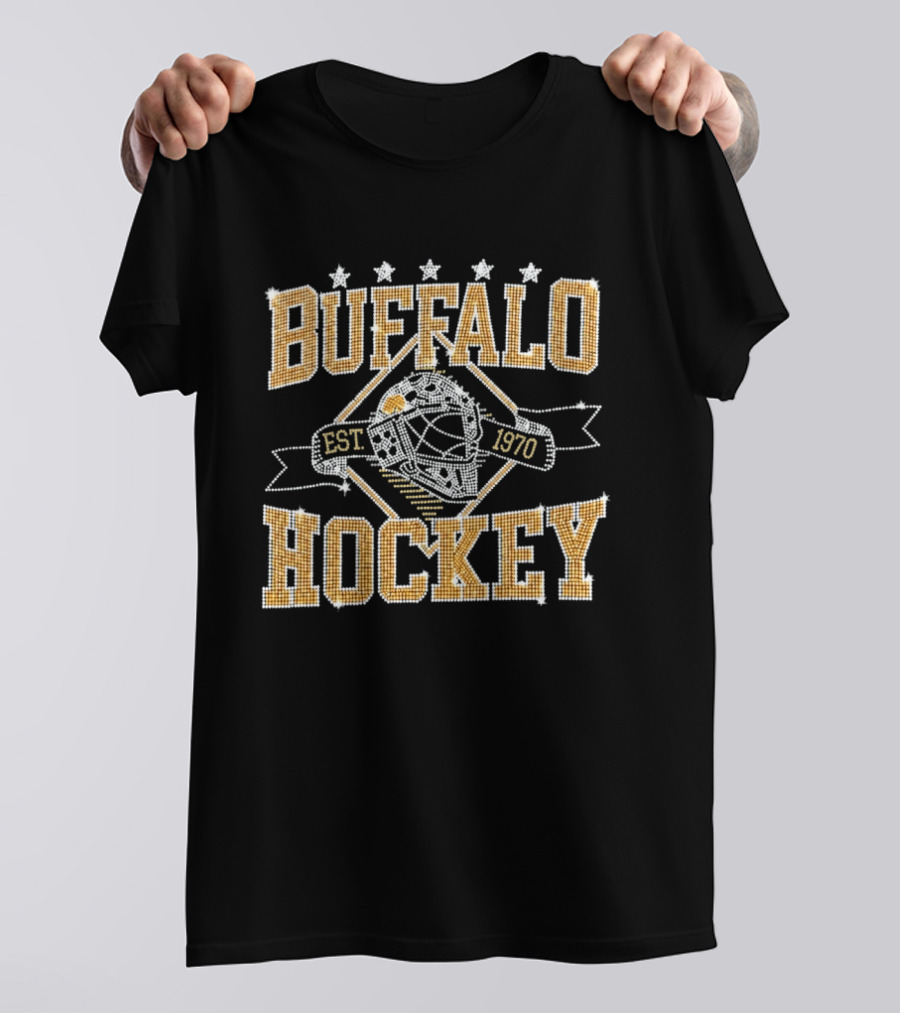 Buffalo Hockey Est 1970 Vintage Style Goalie Mask Five Stars T-Shirt