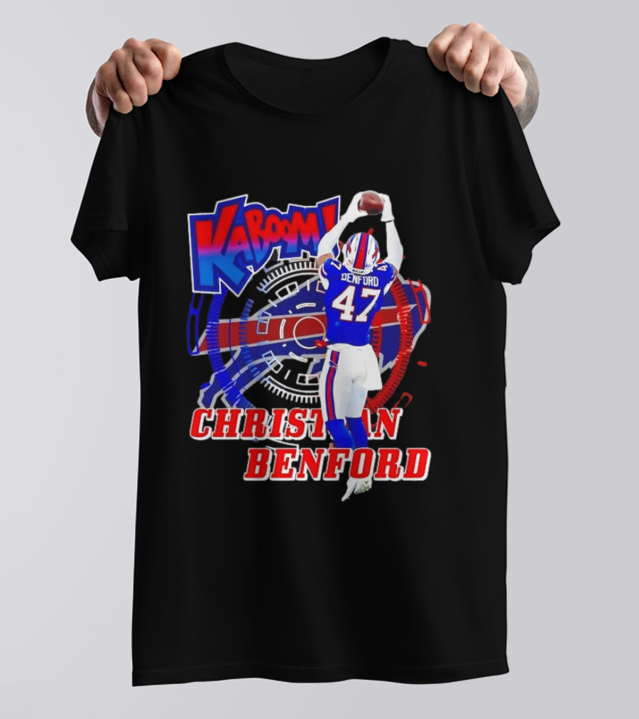 Kaboom Christian Benford 47 Buffalo Bills Football T-Shirt
