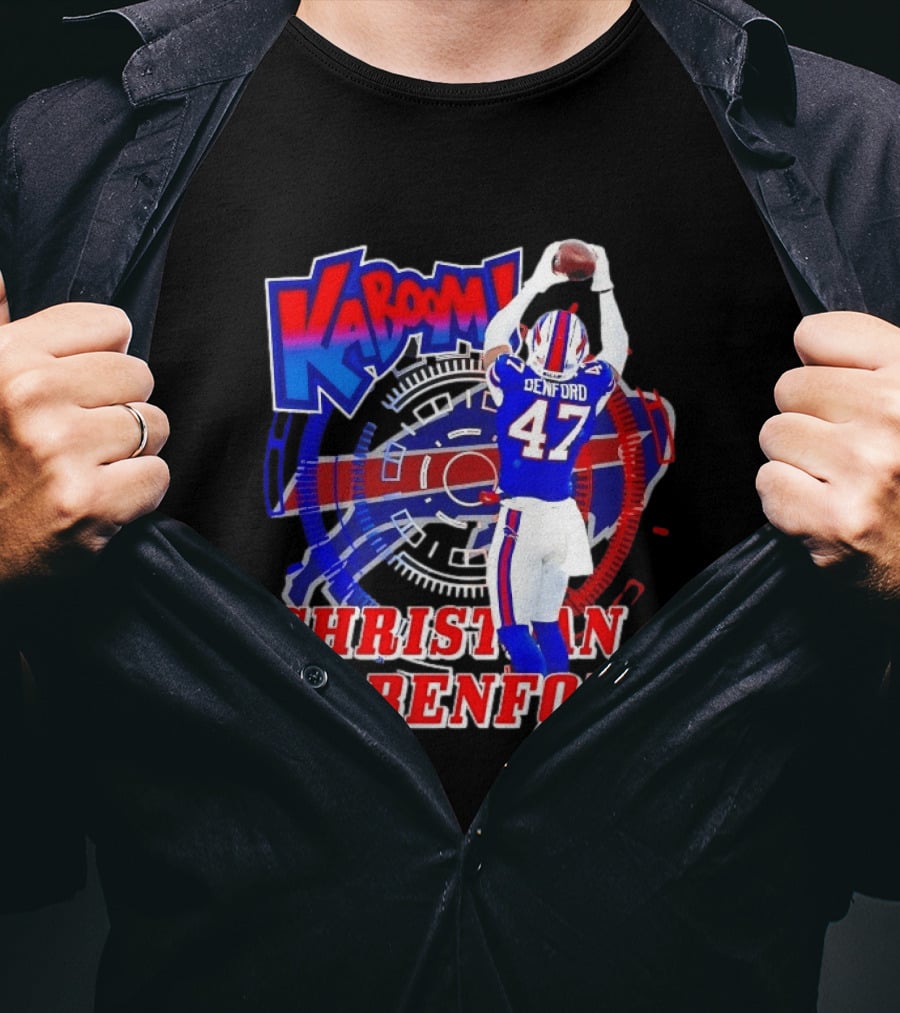 Kaboom Christian Benford 47 Buffalo Bills Football T-Shirt