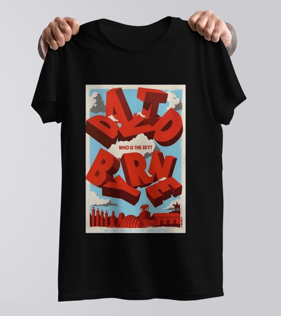 David Byrne Starlight Theatre May 5 2026 Kansas City MO Who Is The Sky T-Shirt