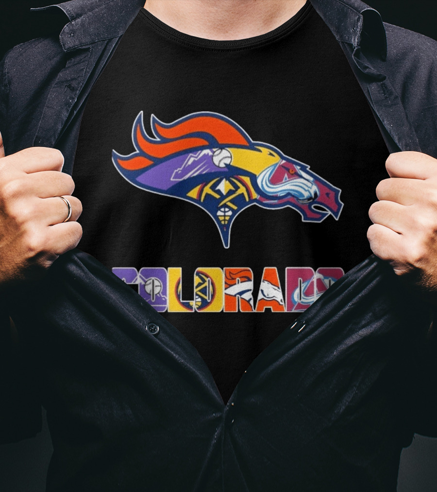 Denver Broncos Colorado Rockies Nuggets Avalanche Sports Fan Gear T-Shirt