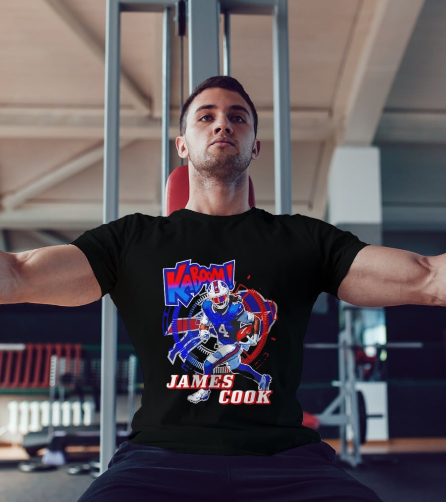Kaboom James Cook Buffalo Bills Football Action Explosion T-Shirt