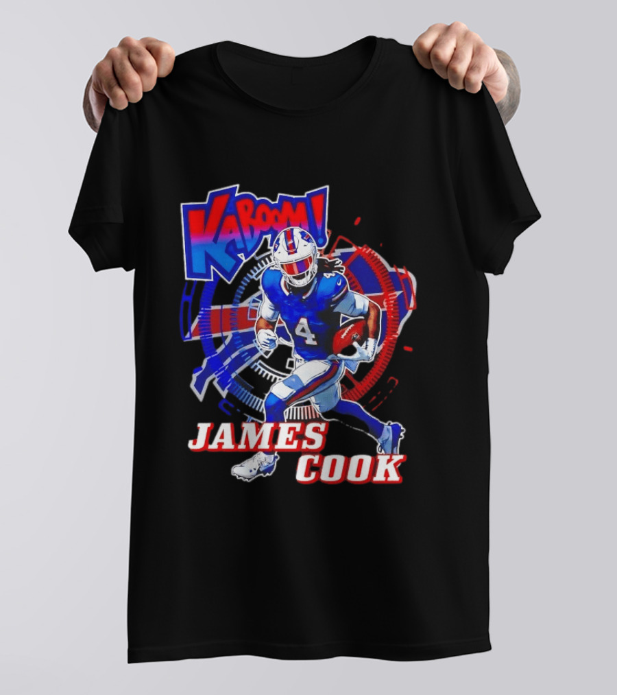 Kaboom James Cook Buffalo Bills Football Action Explosion T-Shirt