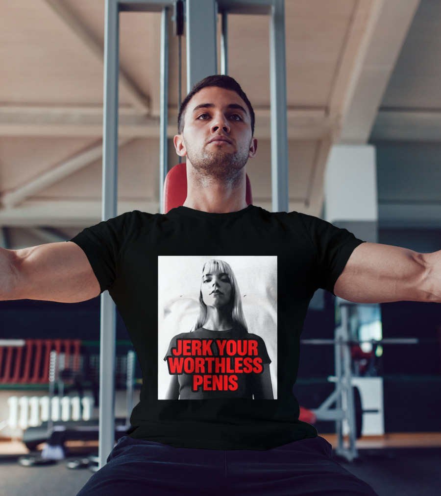 Jerk Your Worthless Penis Black And White Woman T-Shirt