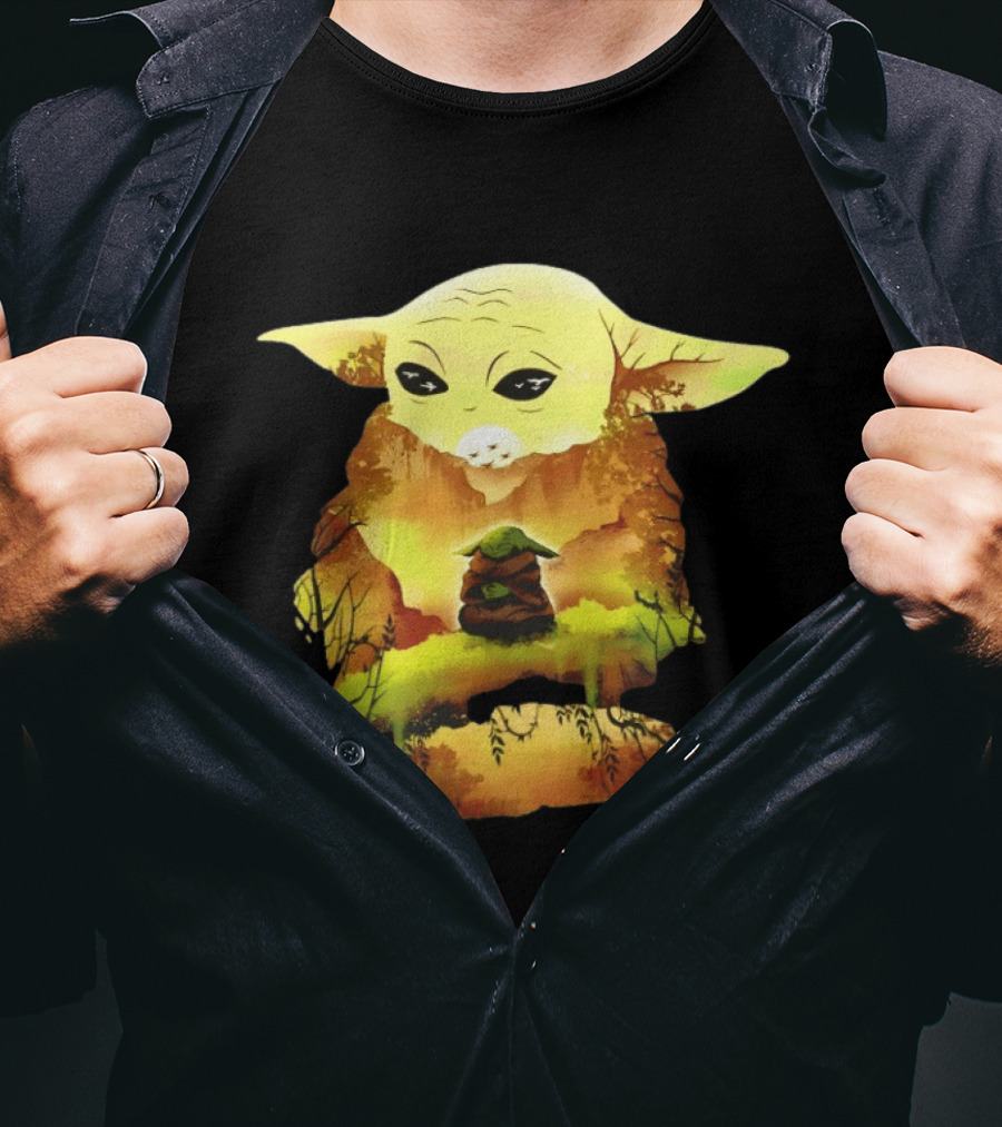 Grogu Meditates In Serene Forest Scene T-Shirt