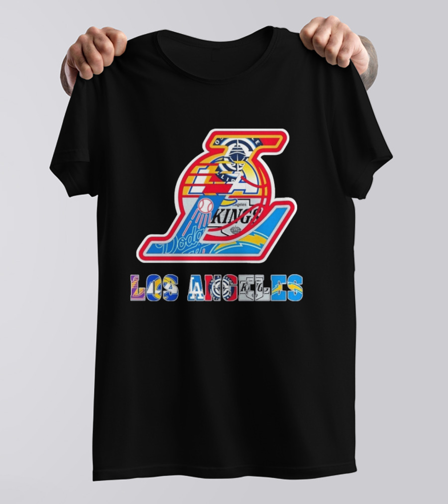 Los Angeles Lakers Dodgers Kings Chargers Sports Teams Logos T-Shirt