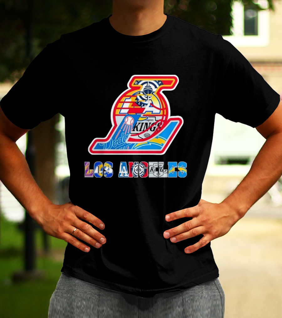 Los Angeles Lakers Dodgers Kings Chargers Sports Teams Logos T-Shirt