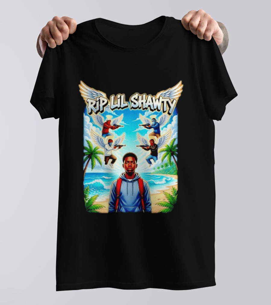 RIP Lil Shawty Angelic Wings Beach Scene Memorial T-Shirt