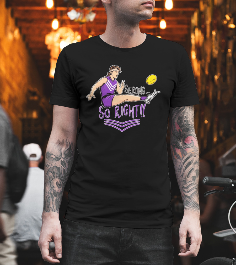 Serong So Right Purple Kicking Action Football T-Shirt