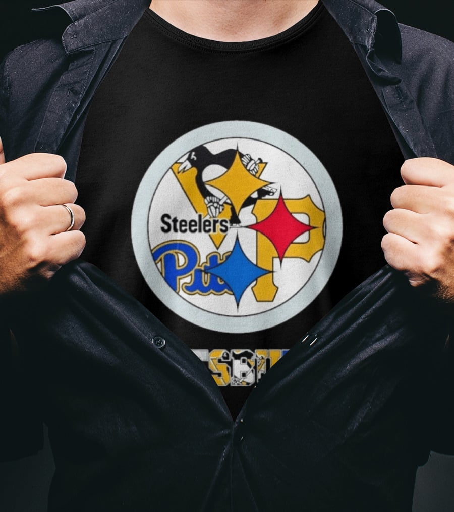 Pittsburgh Steelers Penguins Pirates Teams Logos T-Shirt