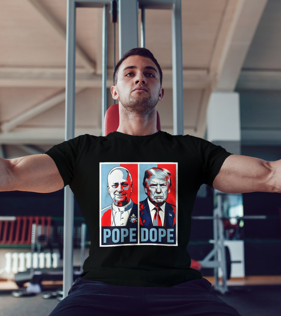 Pope Leo XIV Vs Trump Dope Red And Blue Political Satire T-Shirt
