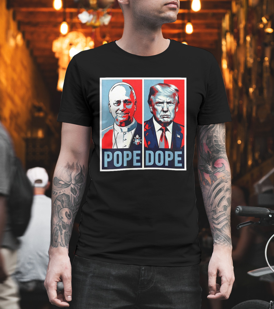 Pope Leo XIV Vs Trump Dope Red And Blue Political Satire T-Shirt