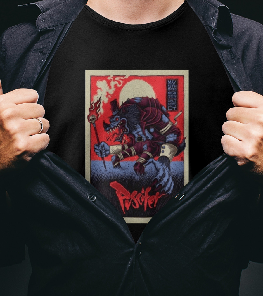 Puscifer May 5th 2026 Maverik Center Werewolf Art Salt Lake City UT T-Shirt