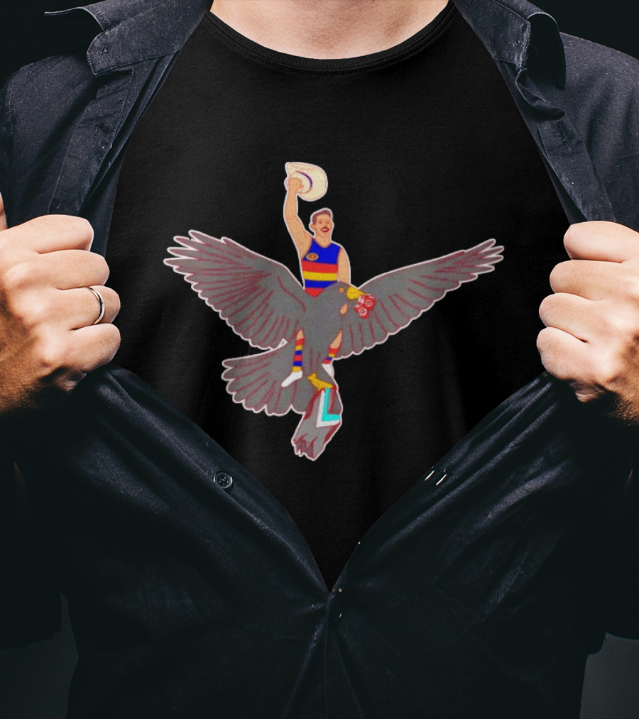 Texan Crow Adventure: Cowboy Riding Giant Bird T-Shirt
