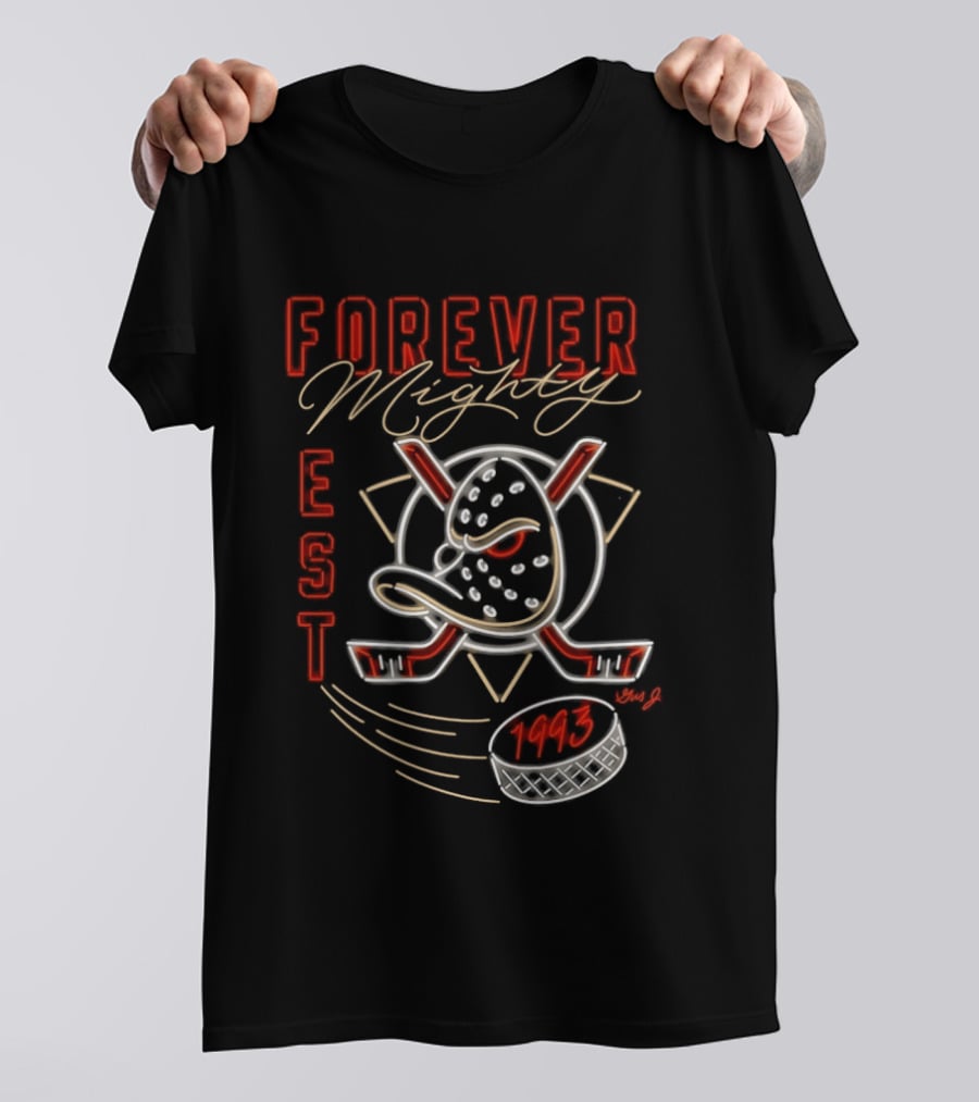 Anaheim Ducks Forever Mighty EST 1993 National Hockey League T-Shirt