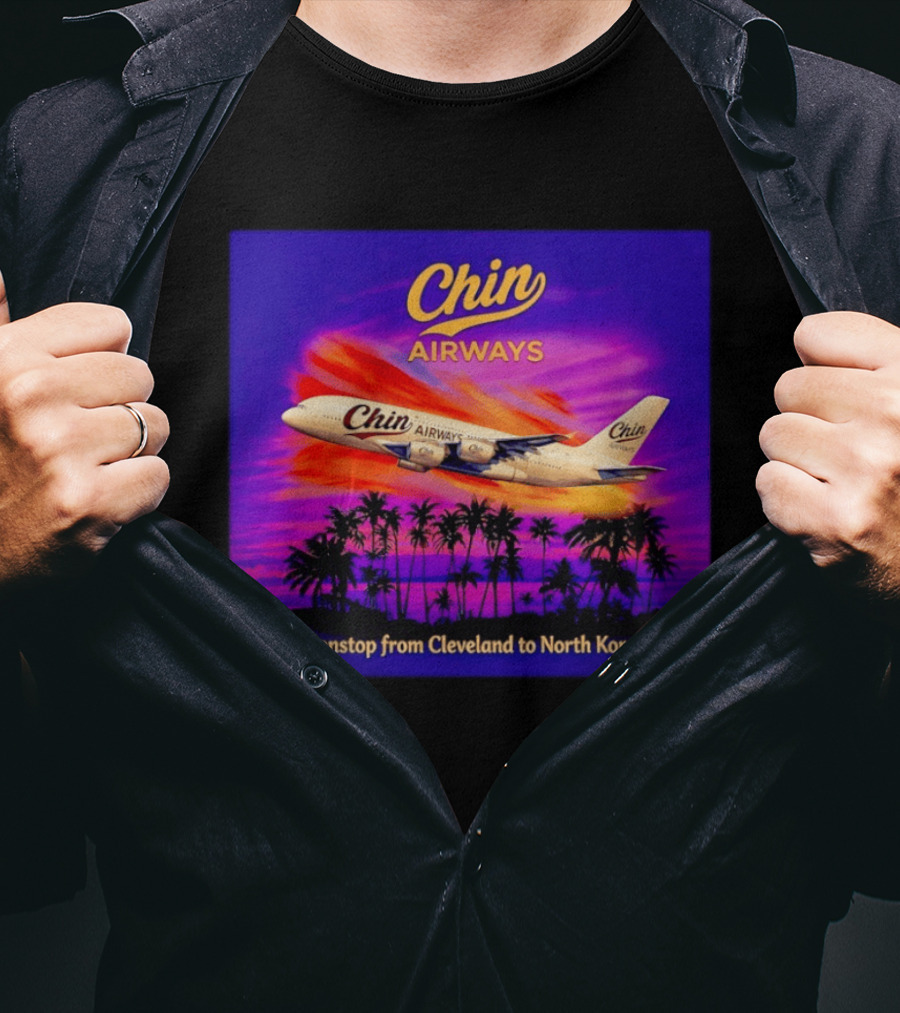 Chin Airways Nonstop Flight From Cleveland To North Korea Exotic Travel Adventure T-Shirt