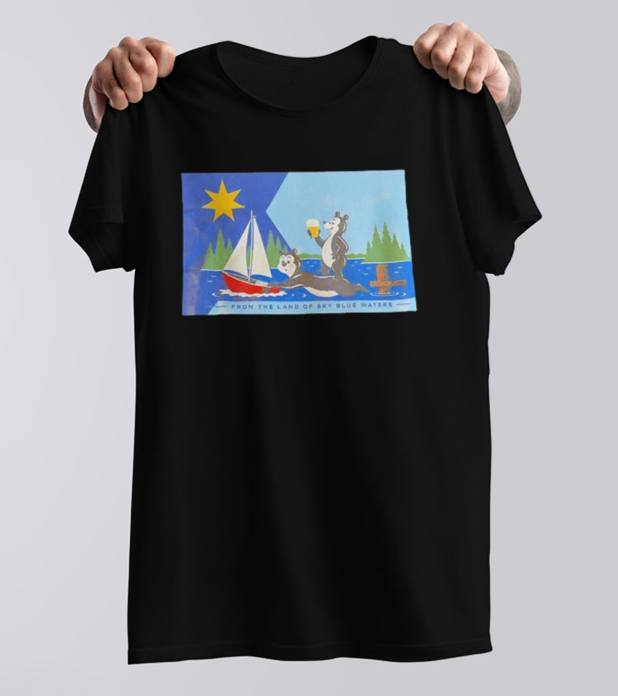 From The Land Of Sky Blue Waters Bears With Boat And Beer T-Shirt