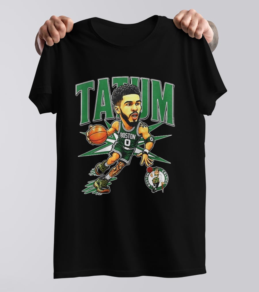 Jayson Tatum Boston Celtics NBA 2026 Big Head Cartoon Style Basketball Player T-Shirt