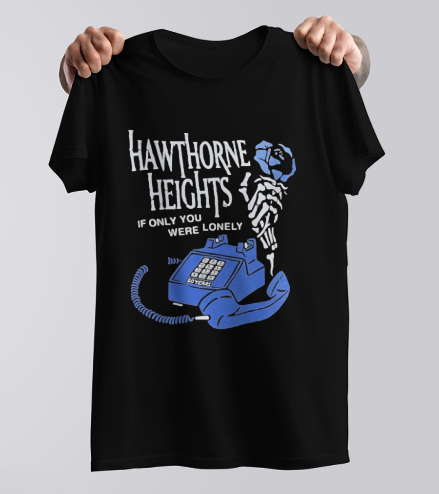Hawthorne Heights If Only You Were Lonely 20 Years Skeleton With Blue Telephone T-Shirt