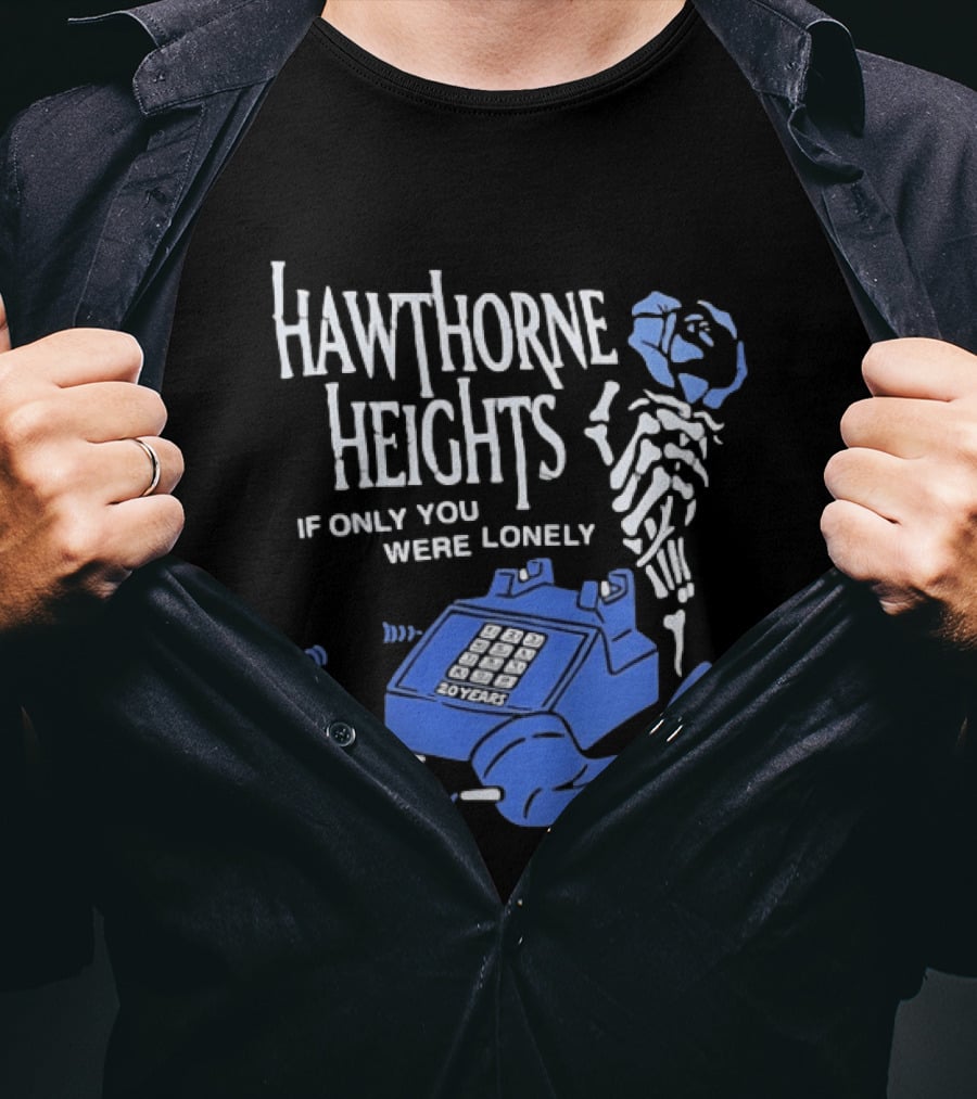 Hawthorne Heights If Only You Were Lonely 20 Years Skeleton With Blue Telephone T-Shirt