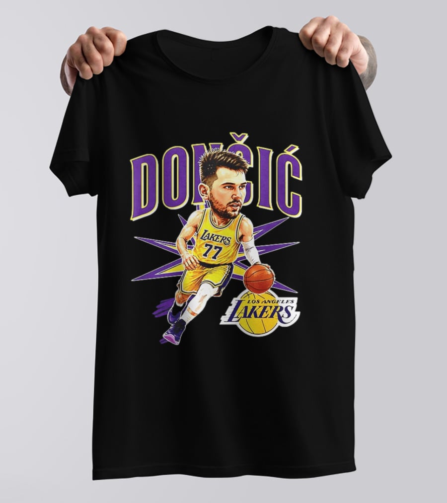 Doncic 77 Los Angeles Lakers NBA 2026 Big Head Basketball Player T-Shirt
