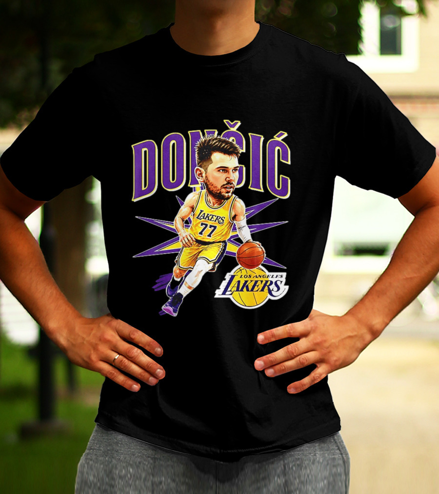 Doncic 77 Los Angeles Lakers NBA 2026 Big Head Basketball Player T-Shirt