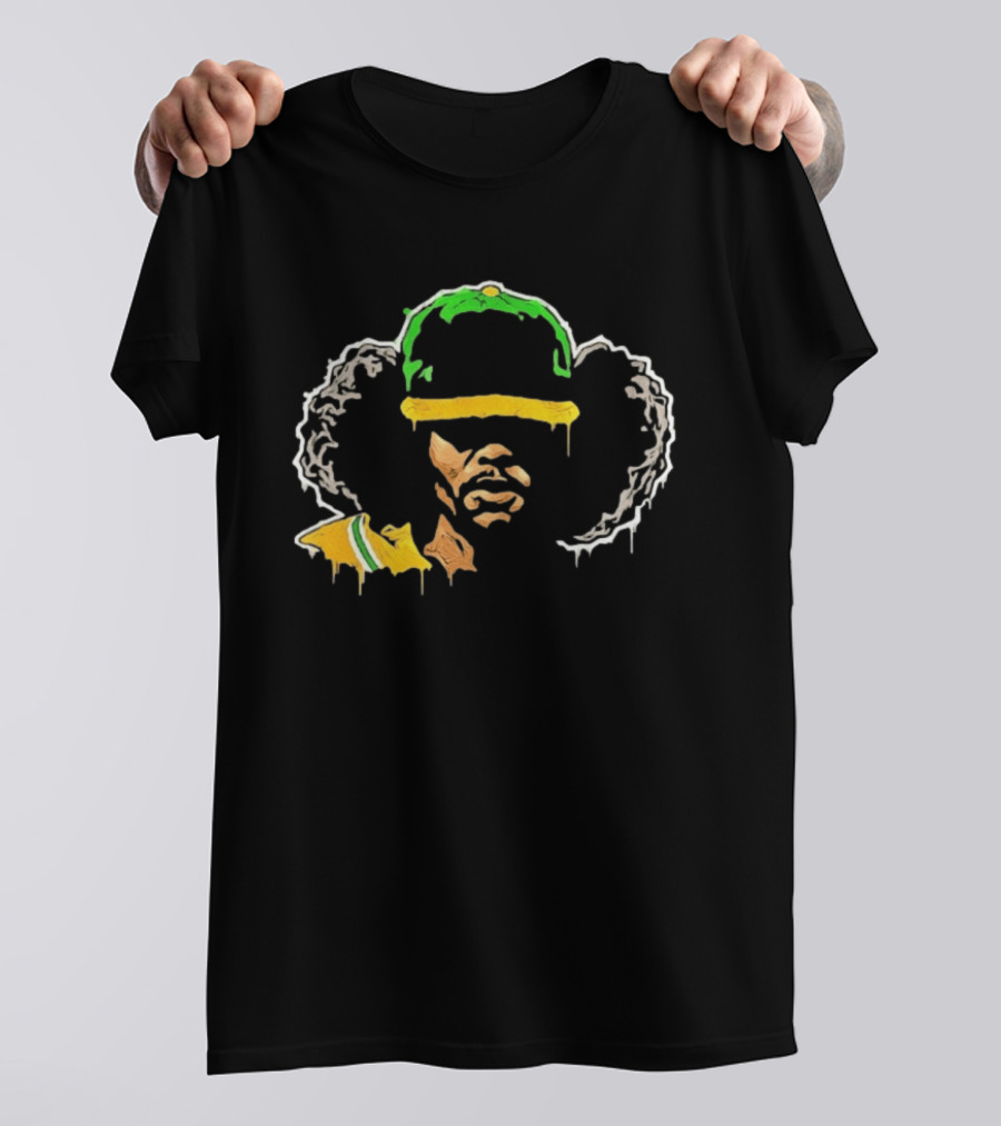 Jimi Hendrix Groovy Green Afro Psychedelic T-Shirt