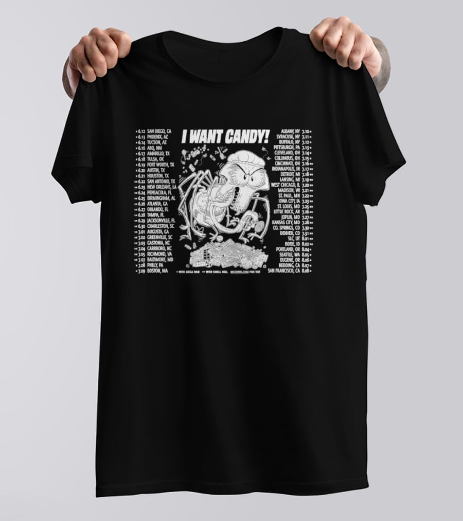 Monster I Want Candy Tour 2010 Concert Cities And Dates With Skeleton Monster T-Shirt