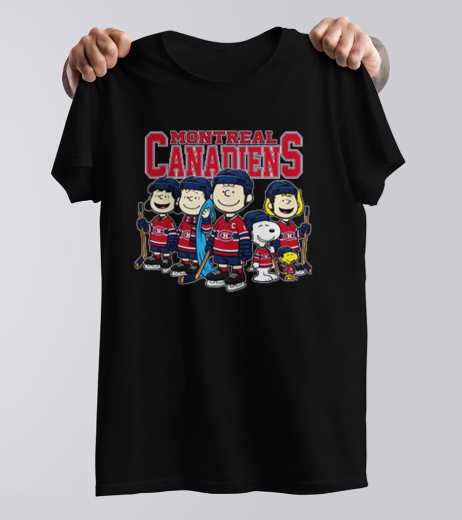 Montreal Canadiens Peanuts Snoopy Charlie Brown Lucy Linus Woodstock Hockey Team T-Shirt