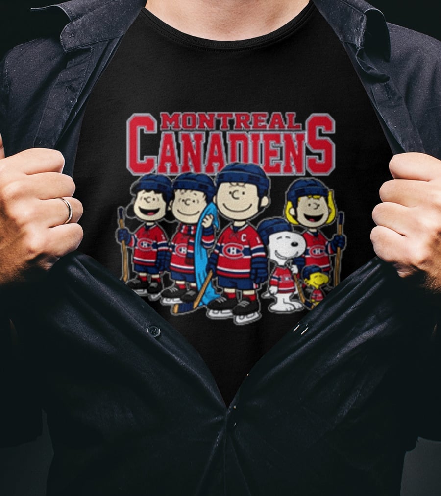 Montreal Canadiens Peanuts Snoopy Charlie Brown Lucy Linus Woodstock Hockey Team T-Shirt