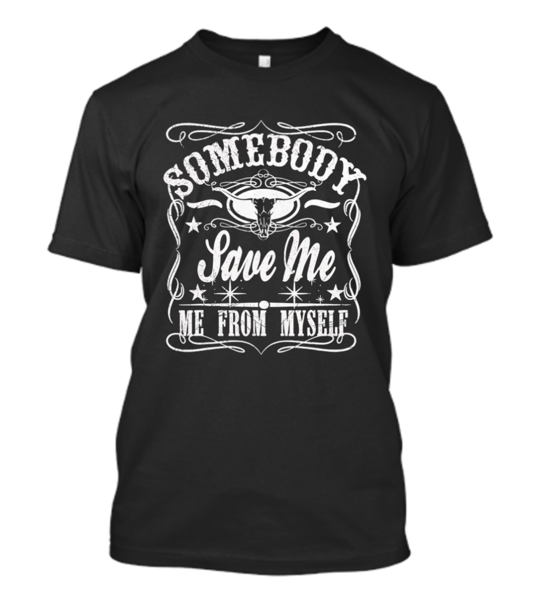 Somebody Save Me From Myself Country Jelly Roll Bull Skull Western T-Shirt