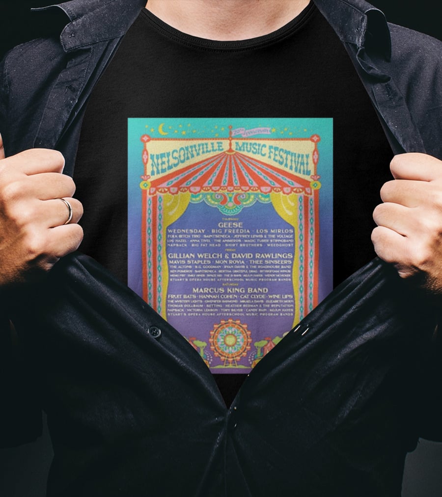 Nelsonville Music Festival 20th Anniversary June 18 20 2026 Ohio Featuring Geese And Marcus King Band T-Shirt