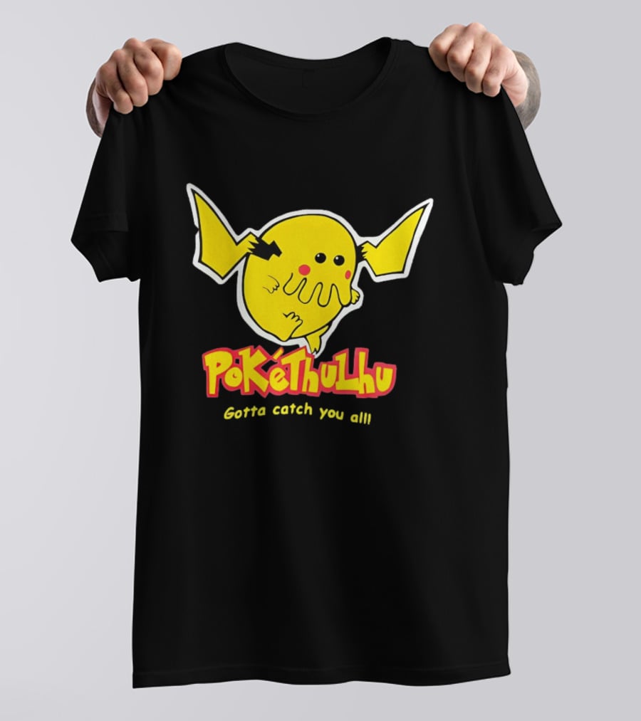 Pokethulhu Gotta Catch You All Yellow Hybrid T-Shirt