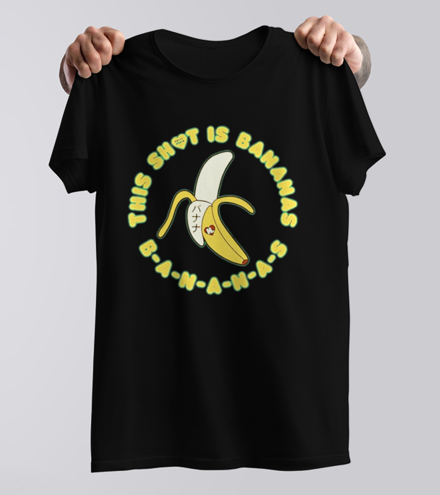 This Shot Is Bananas B A N A N A S Japanese Text & Heart Motif T-Shirt