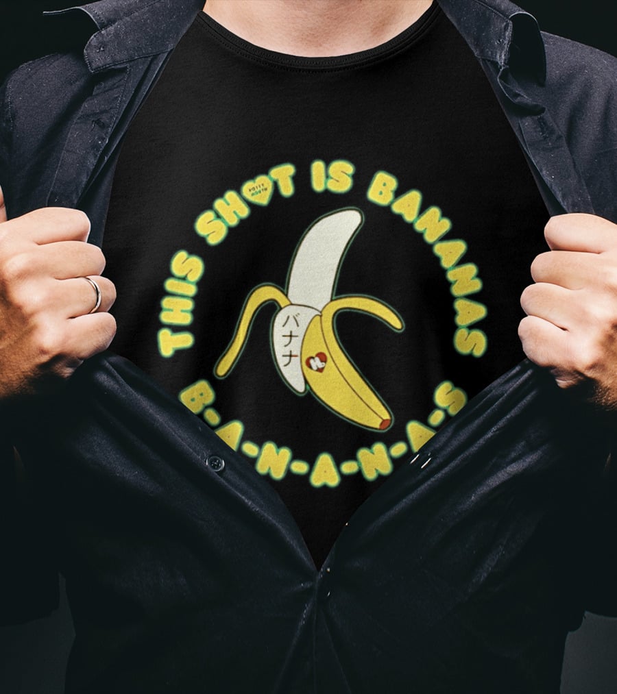 This Shot Is Bananas B A N A N A S Japanese Text & Heart Motif T-Shirt