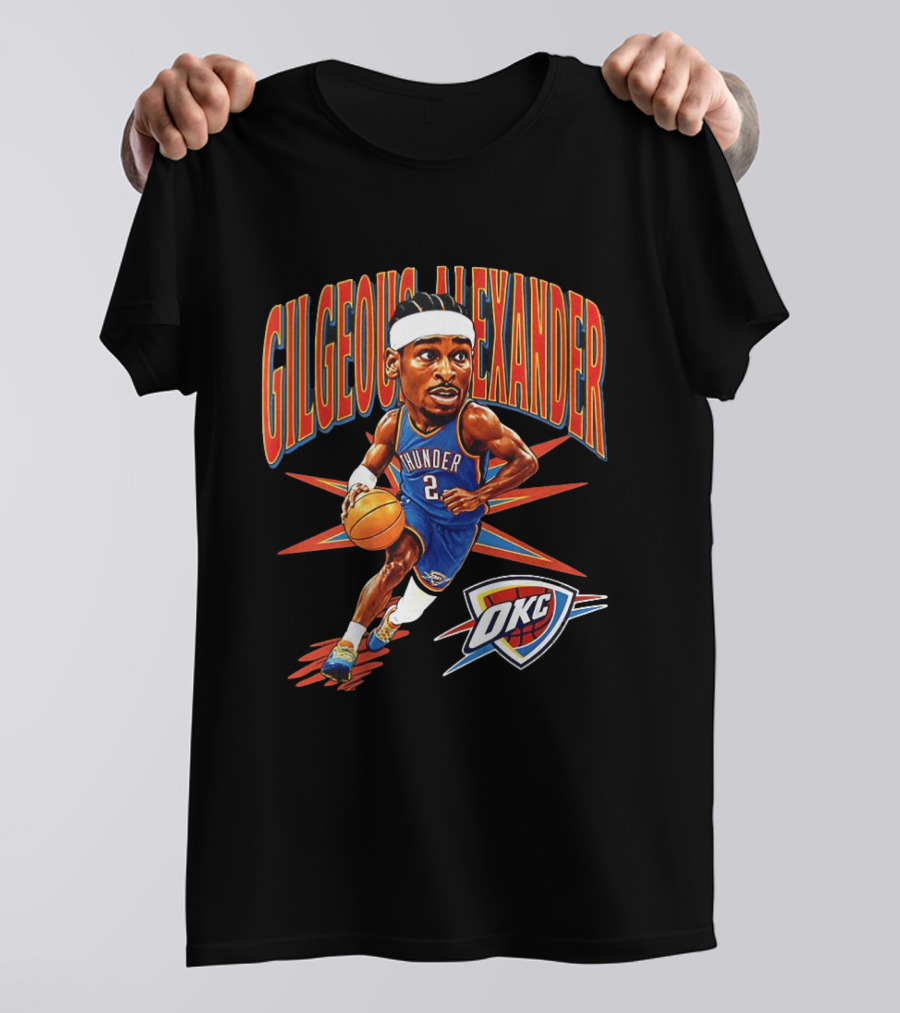 Shai Gilgeous Alexander OKC Thunder Cartoon 2026 Big Head Basketball T-Shirt