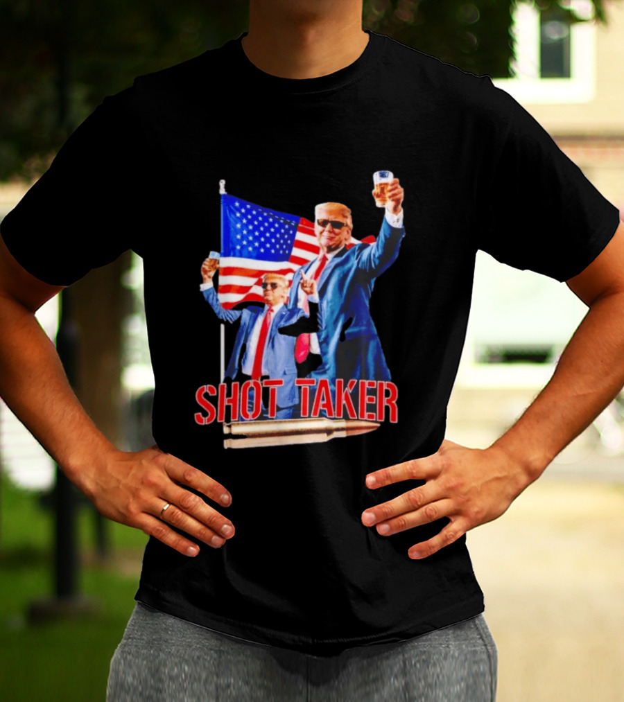 Shot Taker USA President American Flag Beer T-Shirt
