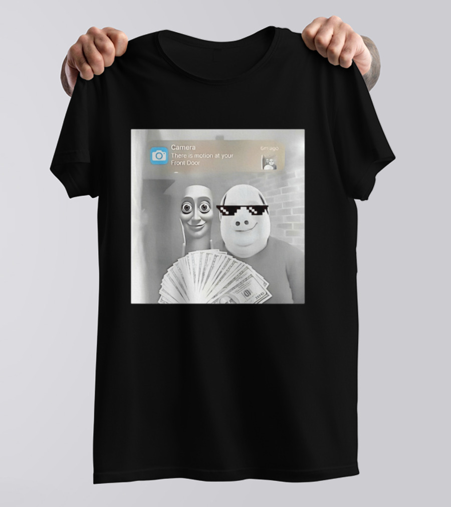 Tung Tung Sahur John Pork Meme With Motion Alert And Money Stack T-Shirt